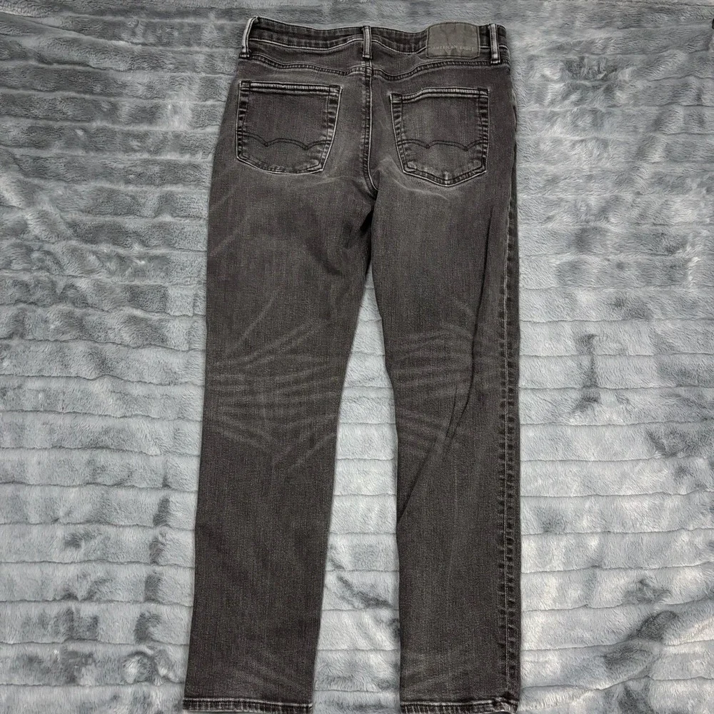 American Eagle Mens 30x30 Slim Straight Washed Black Denim Jeans Stretch Pants